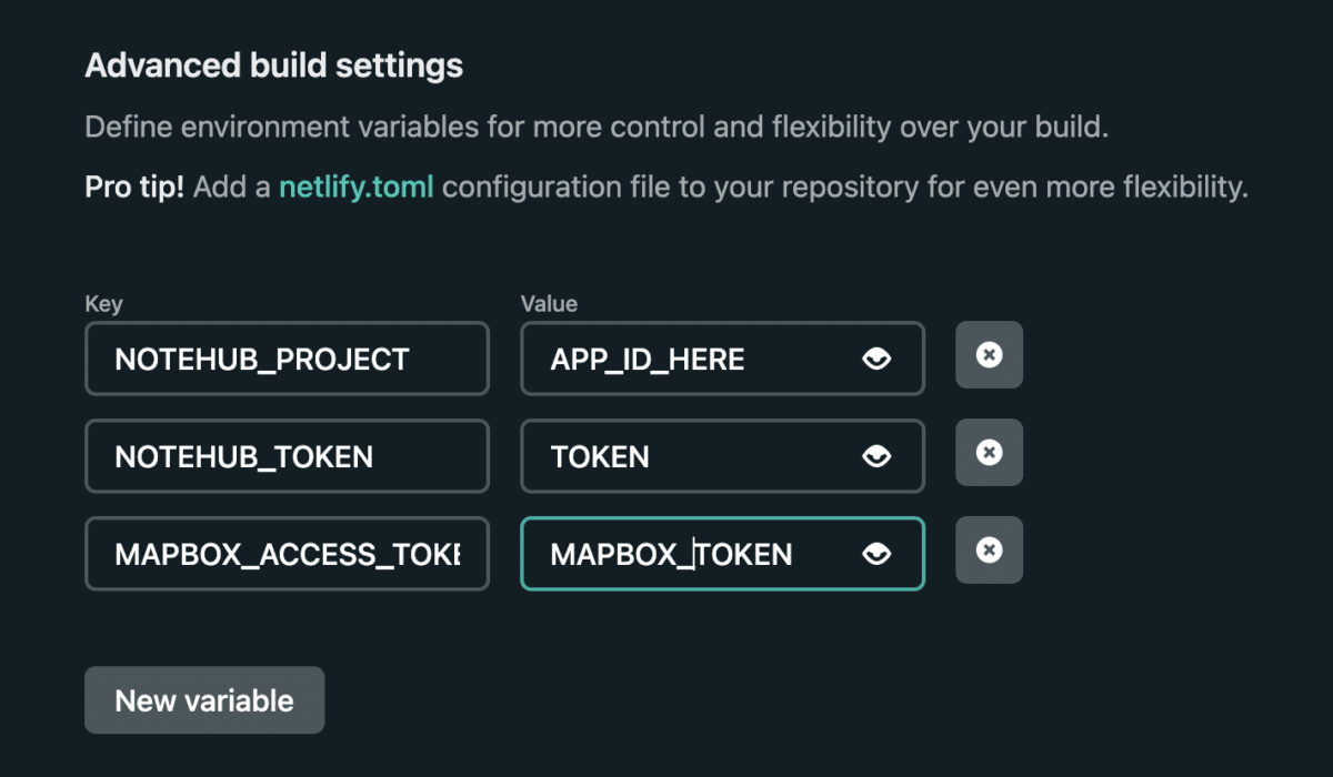 Netlify environment variables added in build process
