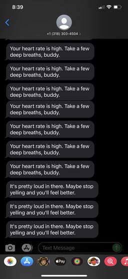 Texts sent to calm a user down