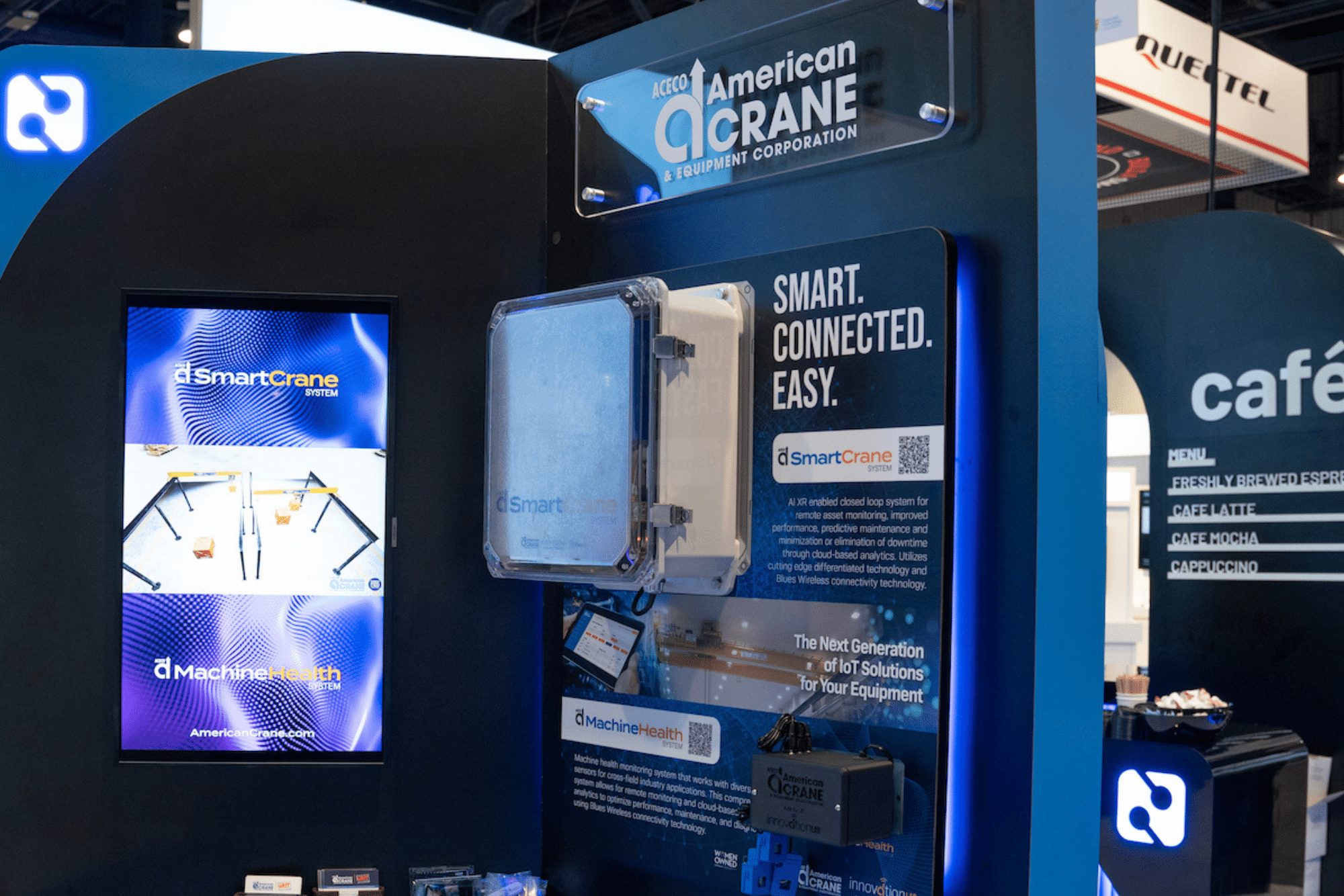 American Crane & Equipment Corporation interactive IIoT Smart Crane System and Machine Health System as part of the Blues customer showcase at CES 2023.